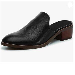 FOWT Black Closed Toe Mules Slip On Retro Loafer Low Chunky Thick Heel Sandals